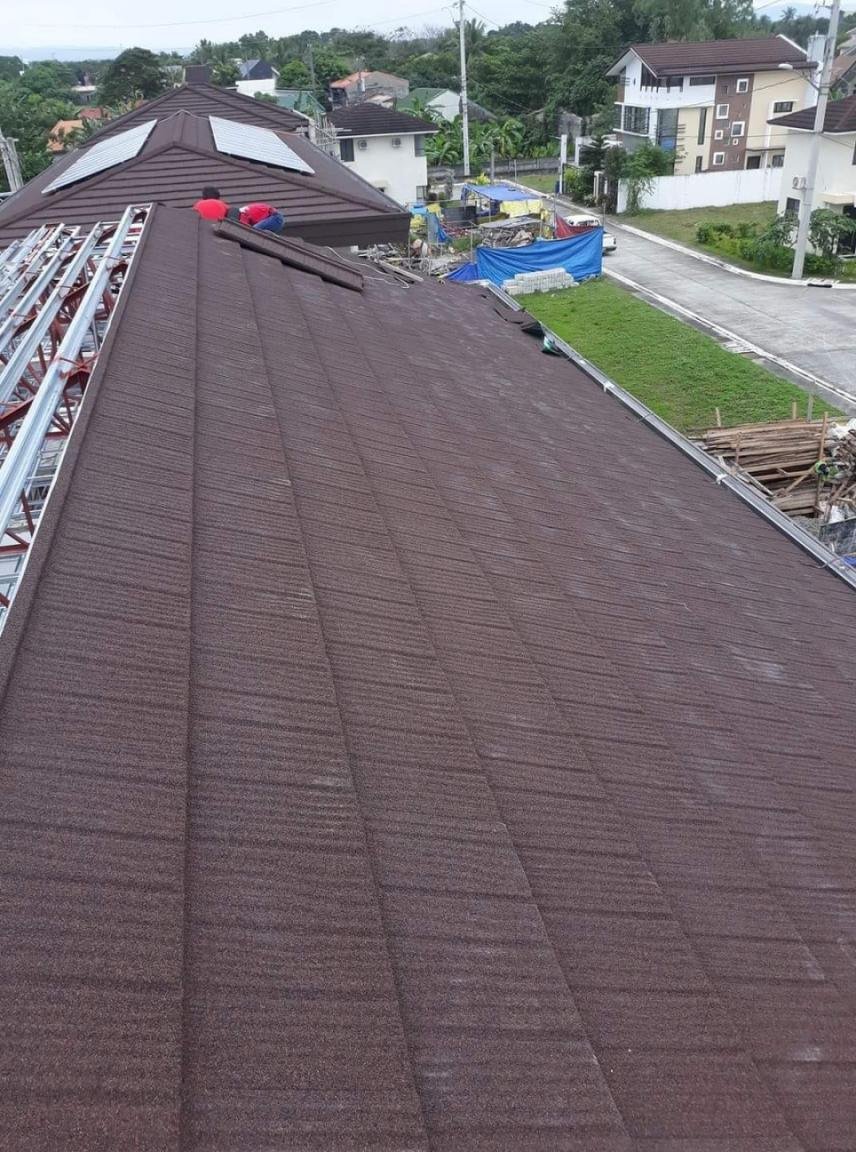 Asphalt shingle roof installation on a subdivision home